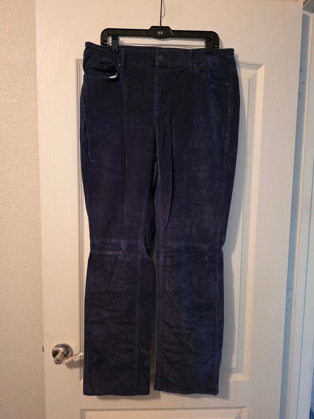 NYDJ Navy Blue Corduroy Straight Leg Pants Size 14 Tummy Tuck Technology